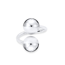 Lade das Bild in den Galerie-Viewer, Handgefertigter Rebellion Spiralring mit zwei polierten Silberkugeln – moderner Unikatschmuck vom Hamburger Goldschmied STEPULOVS