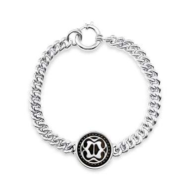 Aurora Rebellion Silberarmband, massive runde Panzerkette, handgefertigter Armband, Stepulovs Jewelry Logo, Hamburg