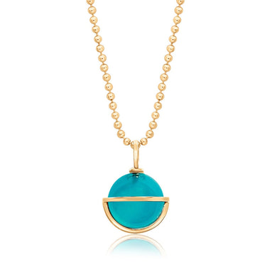 Aurora Sea Blue Space Chalcedon-Anhänger, handgefertigter Unikatschmuck aus Goldschmiede Atelier nahe Hamburg
