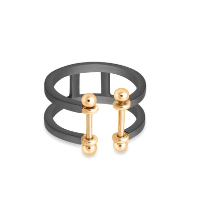 Black & Gold Silberring, handgefertigter Luxusschmuck vom Goldschmied Hamburg