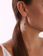 Lade das Bild in den Galerie-Viewer, Luxusschmuck Blossom Ohrringe aus 14 Karat Gelbgold mit Diamanten, Turmalinen und Tansaniten, handgefertigter Unikatschmuck von STEPULOVS Jewelry Hamburg
