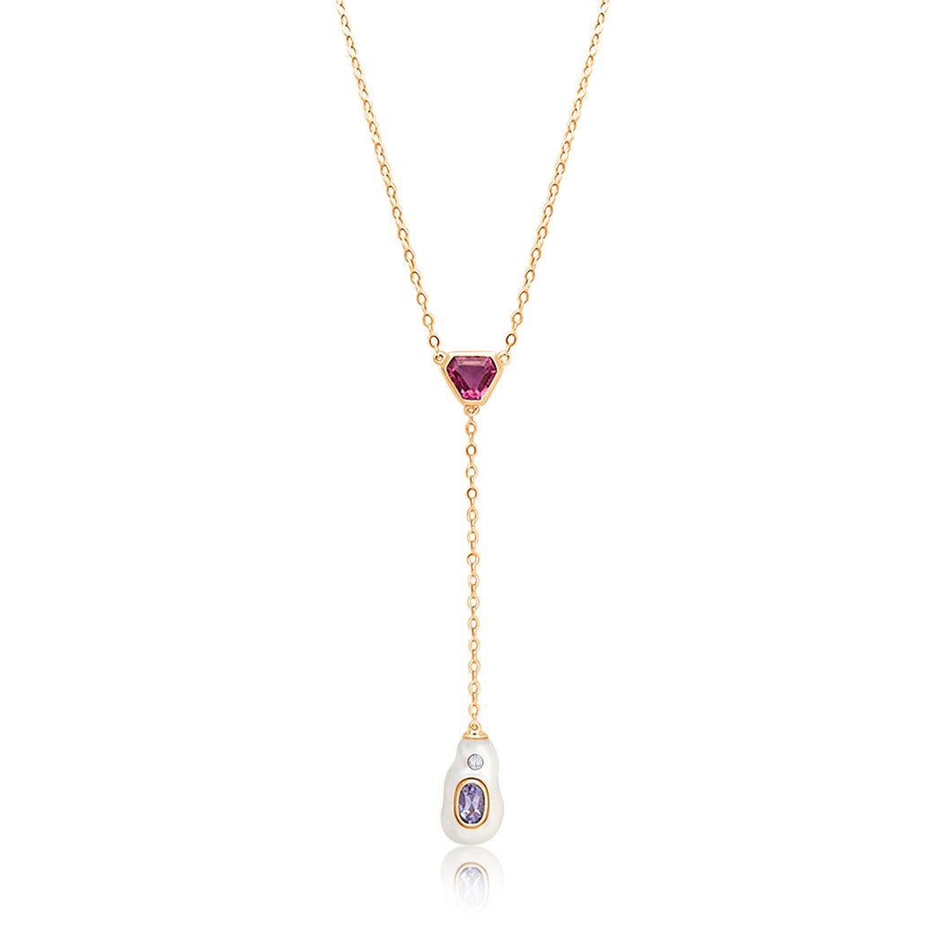 Blossom Turmalin Anhänger – Handgefertigter Schmuck mit Edelsteinen und Perle, STEPULOVS Jewelry.