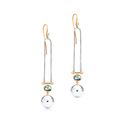 Handgefertigte Zirkon Ohrhänger aus Silber und Gold mit Diamanten – STEPULOVS Jewelry Unikatschmuck Hamburg
